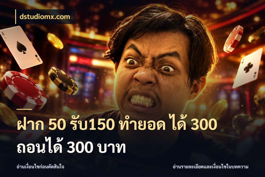 ฝาก 50 รับ150 ทำยอด ได้ 300 ถอนได้ 300 บาท dstudiomx.com ยอดฝากและยอดรับในมุมของคนชอบลุ้น