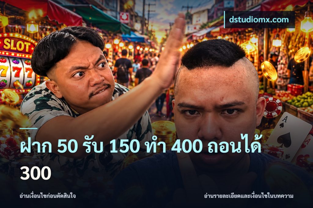 ฝาก 50 รับ 150 ทํา 400 ถอนได้ 300