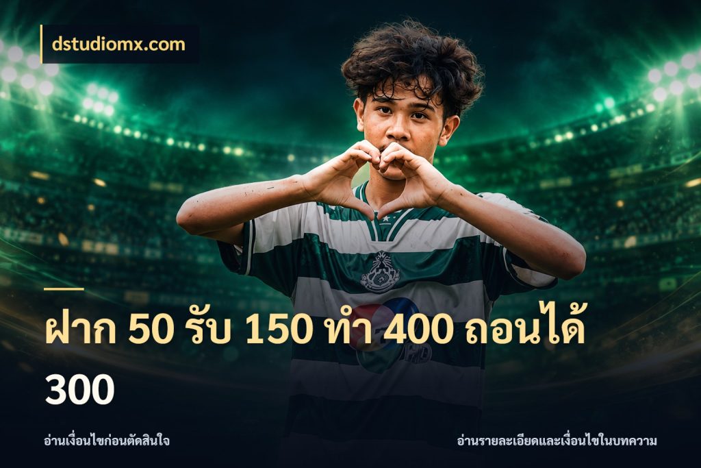 ฝาก 50 รับ 150 ทํา 400 ถอนได้ 300 สีสันของโปรฝากและยอดรับ กับ dstudiomx.com