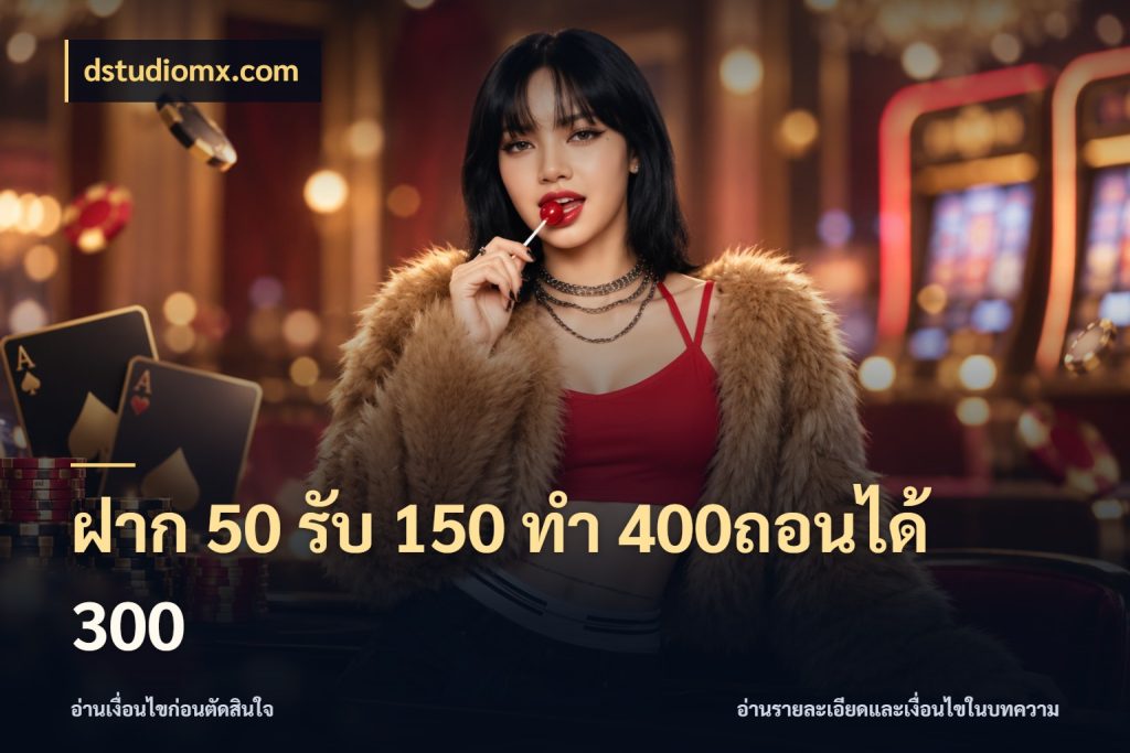 ฝาก 50 รับ 150 ทํา 400ถอนได้ 300 เครดิตกับรูปแบบโปรที่ตรงใจ สไตล์ dstudiomx.com