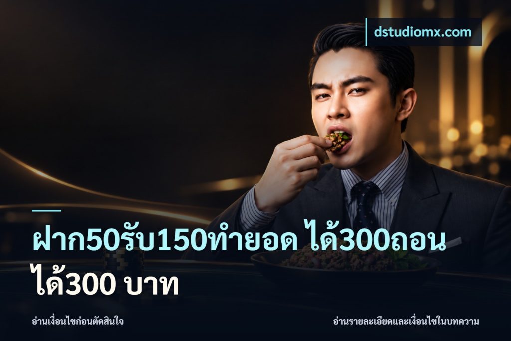 ฝาก50รับ150ทํายอด ได้300ถอนได้300 บาท