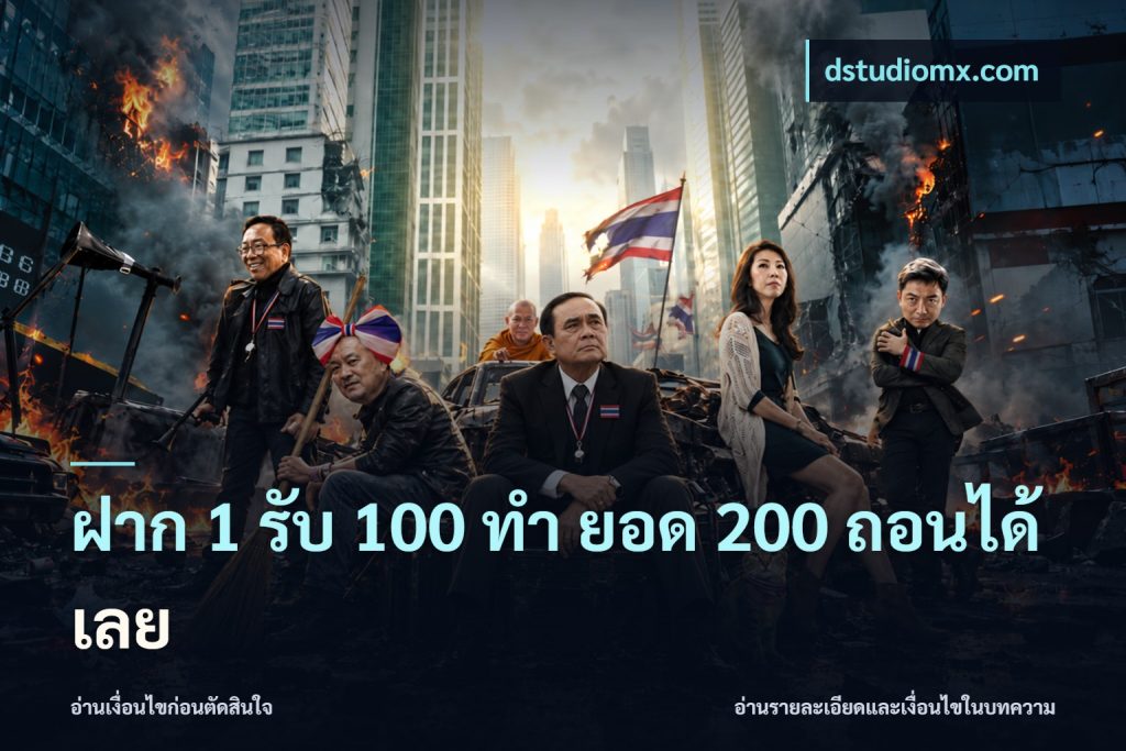ฝาก 1 รับ 100 ทํา ยอด 200 ถอนได้เลย