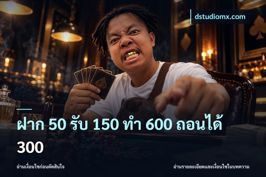 ฝาก 50 รับ 150 ทํา 600 ถอนได้ 300