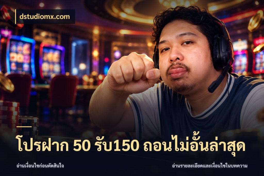 โปรฝาก 50 รับ150 ถอนไม่อั้นล่าสุด โปรกับเกมที่ชอบเลือกให้ตรงสไตล์ กับ dstudiomx.com