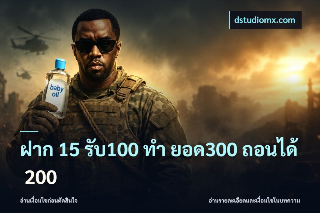 ฝาก 15 รับ100 ทํา ยอด300 ถอนได้ 200
