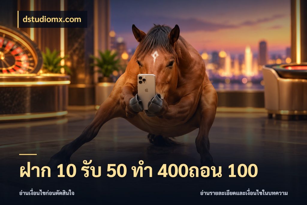 ฝาก 10 รับ 50 ทํา 400ถอน 100 เปิดมุมโปรให้เข้ากับเกมแนวโปรด ในมุม dstudiomx.com