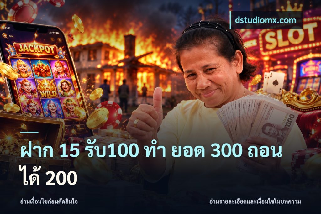 ฝาก 15 รับ100 ทํา ยอด 300 ถอนได้ 200