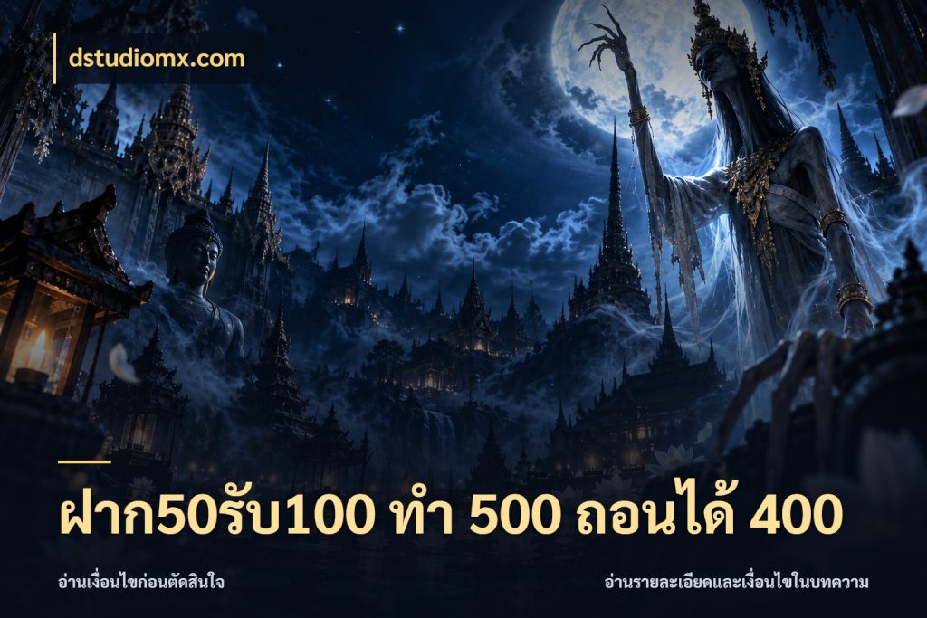 ฝาก50รับ100 ทํา 500 ถอนได้ 400 สีสันของโปรฝากและยอดรับ ในมุม dstudiomx.com